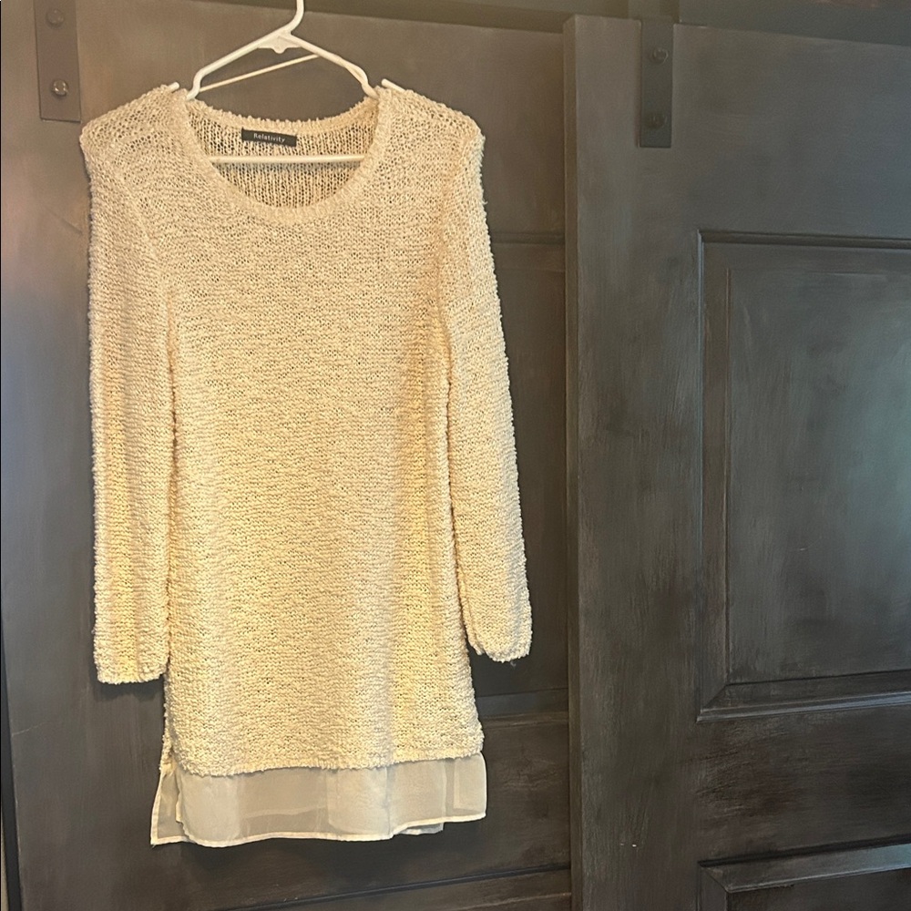 Relativity Cream Textured Knit Top